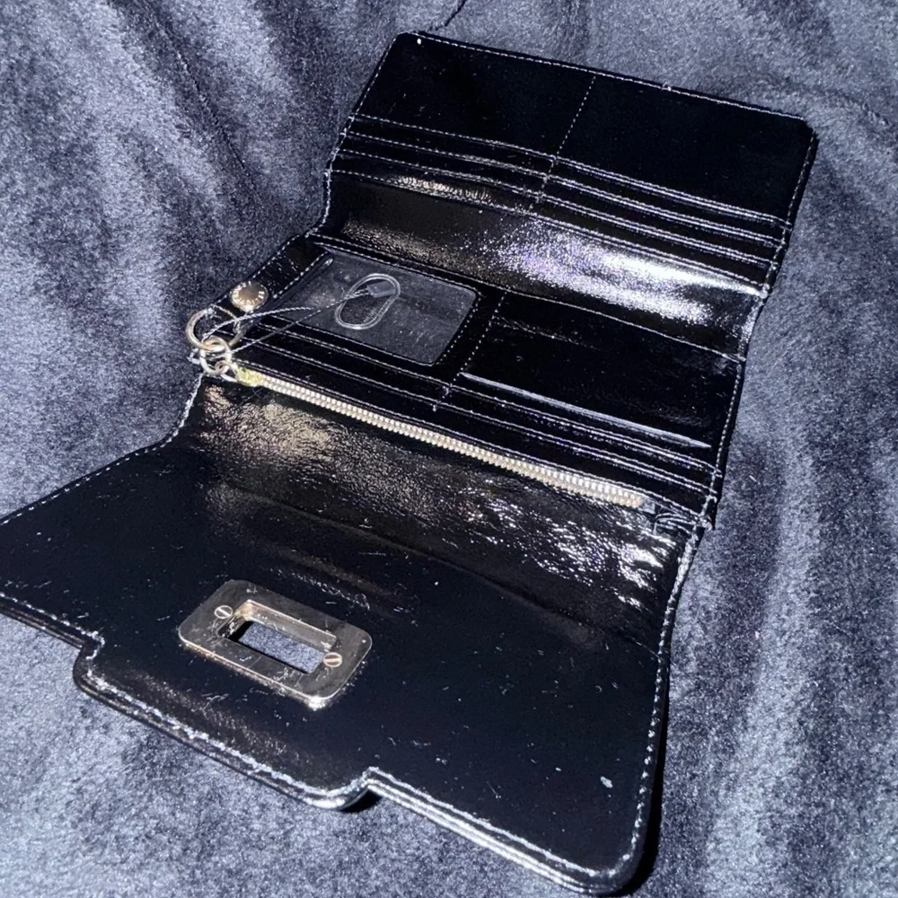 Elliott Lucca Black Cow Leather Clutch with Sliver Detail